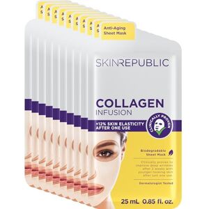Skin Republic Collagen & Vitamin E Infusion Sheet Mask Pack of 10 Helps with Fine Lines & Wrinkles For Younger-Looking Skin Skin Republic Collagen & Vitamin E Infusion Sheet Mask Pack of 10 Helps with Fine Lines & Wrinkles For Younger-Looking Skin