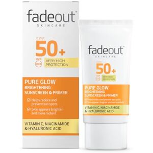Fade Out PURE GLOW Brightening SPF50+ 3-in-1 Sunscreen Dark Spot Treatment & Makeup Primer Niacinamide & Vitamin C Formula High UVA/UVB Protection Radiant Skin Base 50ml Fade Out PURE GLOW Brightening SPF50+ 3-in-1 Sunscreen Dark Spot Treatment & Makeup Primer Niacinamide & Vitamin C Formula High UVA/UVB Protection Radiant Skin Base 50ml