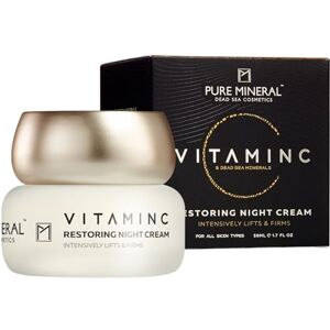 M PURE MINERAL DEAD SEA COSMETICS Pure Mineral Restorative Night Cream with Vitamin C for All Skin Types Lifting & Firming Dead Sea Minerals, Natural Glow Silicone-Free, Sulfate-Free, Paraben-Free 50ml M PURE MINERAL DEAD SEA COSMETICS Pure Mineral Restorative Night Cream with Vitamin C for All Skin Types Lifting & Firming Dead Sea Minerals, Natural Glow Silicone-Free, Sulfate-Free, Paraben-Free 50ml