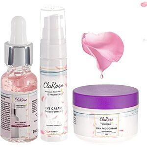 ClaRose Anti-ageing Face Kit Face Cream 50ml, Face Serum 30ml and Eye Cream 30ml with Organic Rose oil, Hyaluronic Acid and Retinol ClaRose Anti-ageing Face Kit Face Cream 50ml, Face Serum 30ml and Eye Cream 30ml with Organic Rose oil, Hyaluronic Acid and Retinol