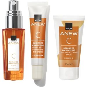 Avon Anew Glow-Giving Vitamin C Trio, Radiance Boost & Dark Circle Correction, All in One Skincare Routine, Co-created by Dermatologists and Scientists, Cruelty Free Avon Anew Glow-Giving Vitamin C Trio, Radiance Boost & Dark Circle Correction, All in One Skincare Routine, Co-created by Dermatologists and Scientists, Cruelty Free