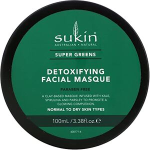 Sukin Super Greens Detoxifying Clay Masque 100ml with Goji Berry, Avocado & Baobab; cruelty free & vegan friendly detoxes & brightens the complexion. Sukin Super Greens Detoxifying Clay Masque 100ml with Goji Berry, Avocado & Baobab; cruelty free & vegan friendly detoxes & brightens the complexion.