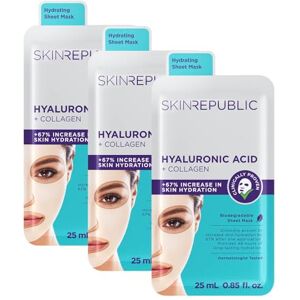 Skin Republic Hyaluronic Acid + Collagen Sheet Mask Clinically Proven to Provide 48-Hours of Long-Lasting Hydration. Made in Korea. (Pack of 3) Skin Republic Hyaluronic Acid + Collagen Sheet Mask Clinically Proven to Provide 48-Hours of Long-Lasting Hydration. Made in Korea. (Pack of 3)