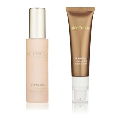 skinSense by Abi Cleeve SkinSense Ceramide24 Day and Night Serum Duo, CeramideNP Complex Day Serum, Ceramide24 Retinal Silk Night Serum, Skin Barrier Repair Moisturising Collection, Hydrating AHA Exfoliating Treatment skinSense by Abi Cleeve SkinSense Ceramide24 Day and Night Serum Duo, CeramideNP Complex Day Serum, Ceramide24 Retinal Silk Night Serum, Skin Barrier Repair Moisturising Collection, Hydrating AHA Exfoliating Treatment