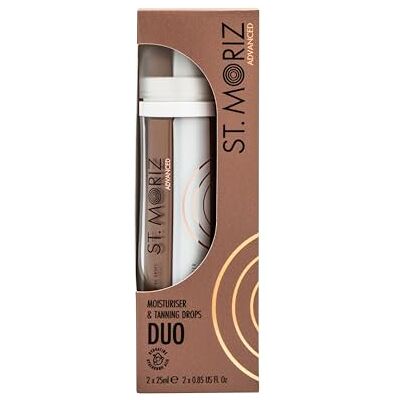 ST. MORIZ St Moriz Advanced Moisturiser & Tanning Drops Duo Concentrated Self Tanning Drops & Moisturiser with Hyaluronic Acid Mix Together for a Natural Buildable Glow & Advanced Skin Care Benefits 50ml ST. MORIZ St Moriz Advanced Moisturiser & Tanning Drops Duo Concentrated Self Tanning Drops & Moisturiser with Hyaluronic Acid Mix Together for a Natural Buildable Glow & Advanced Skin Care Benefits 50ml