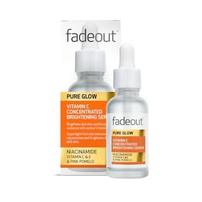 Fade Out PURE GLOW Brightening Serum 30ml Includes Vitamin C, Niacinamide, Pink Pomelo & Vitamin E Helps Reduce Dark Spots & Hyperpigmentation Brightens Skin Tone Minimises Pores 30 ml Fade Out PURE GLOW Brightening Serum 30ml Includes Vitamin C, Niacinamide, Pink Pomelo & Vitamin E Helps Reduce Dark Spots & Hyperpigmentation Brightens Skin Tone Minimises Pores 30 ml