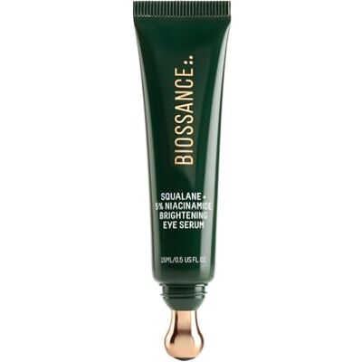Biossance Squalane + 5% Niacinamide Eye Serum – Brightening & Depuffing Treatment for Dark Circles – Vitamin C & Caffeine Formula – Stainless Steel Rollerball for Soothing Massage – For All Skin Types Biossance Squalane + 5% Niacinamide Eye Serum – Brightening & Depuffing Treatment for Dark Circles – Vitamin C & Caffeine Formula – Stainless Steel Rollerball for Soothing Massage – For All Skin Types