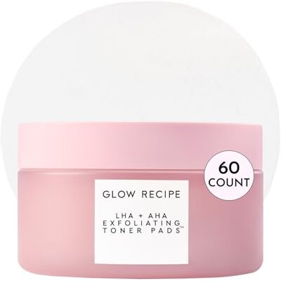 Glow Recipe LHA + AHA Toner Pads Korean Exfoliating Toner for Face Pore Minimizer Hydrating Toner Pads 5 Gentle Acids, Watermelon Enzymes, Hydrating Botanicals (60 Face Pads) Glow Recipe LHA + AHA Toner Pads Korean Exfoliating Toner for Face Pore Minimizer Hydrating Toner Pads 5 Gentle Acids, Watermelon Enzymes, Hydrating Botanicals (60 Face Pads)