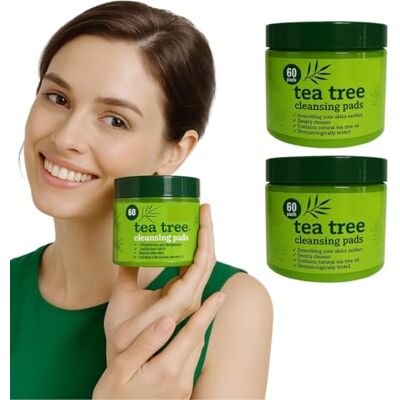 aaksh 555 3- PACK Tea Tree Face Cleansing Pads –3 x60 Count (180 Pads Total) Wipes Reusable Makeup Remover & Anti-Blemish Toner Deep Clean & Oil Control for for Acne-Prone Skin Witch Hazel Formula aaksh 555 3- PACK Tea Tree Face Cleansing Pads –3 x60 Count (180 Pads Total) Wipes Reusable Makeup Remover & Anti-Blemish Toner Deep Clean & Oil Control for for Acne-Prone Skin Witch Hazel Formula