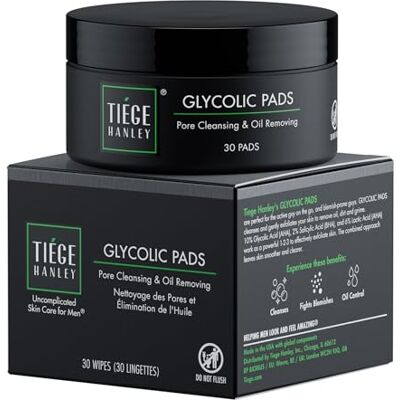 Tiege Hanley Glycolic Acid Pads for Men, Face Wipes, 30 Count Tiege Hanley Glycolic Acid Pads for Men, Face Wipes, 30 Count