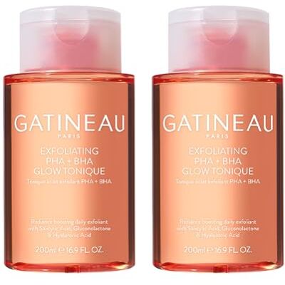 Gatineau Exfoliating PHA+BHA Glow Tonique Duo 200ml x2 Radiance boosting acid toner duo with PHA & BHA. Helps exfoliate dead skin cells, brighten, hydrate and refine skin texture Gatineau Exfoliating PHA+BHA Glow Tonique Duo 200ml x2 Radiance boosting acid toner duo with PHA & BHA. Helps exfoliate dead skin cells, brighten, hydrate and refine skin texture