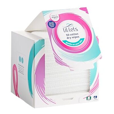 Lil-Lets Cotton Disposable Dry Facial Towels/Wipes x 50 Count (1 Pack), 100% Natural Organic Cotton, Make Up Removal, Dry or Wet use, Dermatologically Tested, Safe for Sensitive Skin, Clean Skincare Lil-Lets Cotton Disposable Dry Facial Towels/Wipes x 50 Count (1 Pack), 100% Natural Organic Cotton, Make Up Removal, Dry or Wet use, Dermatologically Tested, Safe for Sensitive Skin, Clean Skincare
