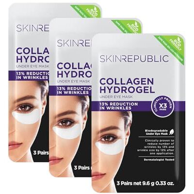 Skin Republic Collagen Eye Patches for Younger Looking Eyes Helps with Fine Lines and Wrinkles Reduces Dark Circles & Undereye Bags Made in Korea Pack of 3 9 Pairs of Eye Patches Skin Republic Collagen Eye Patches for Younger Looking Eyes Helps with Fine Lines and Wrinkles Reduces Dark Circles & Undereye Bags Made in Korea Pack of 3 9 Pairs of Eye Patches