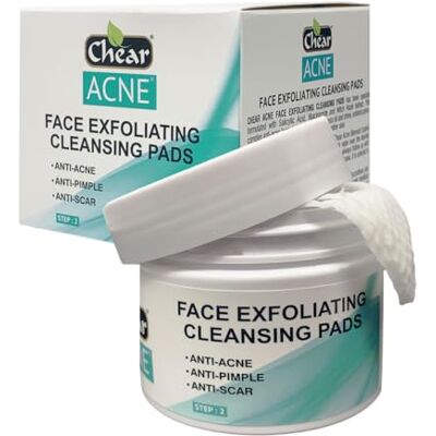 CHEAR ACNE Exfoliating Cleansing Pads 55 Pads – Salicylic Acid, Niacinamide & Hyaluronic Acid Face Pads with Witch Hazel, Pore Clearing Wipes for Acne, Oily Skin & Blackheads CHEAR ACNE Exfoliating Cleansing Pads 55 Pads – Salicylic Acid, Niacinamide & Hyaluronic Acid Face Pads with Witch Hazel, Pore Clearing Wipes for Acne, Oily Skin & Blackheads