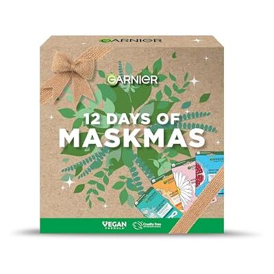 Garnier Face & Eye Mask Gift Set, 12 Vegan Sheet Masks with Vitamin C, Hyaluronic Acid, Lavender, Pomegranate, & Green Tea, Approved by Cruelty Free International, Vegan Garnier Face & Eye Mask Gift Set, 12 Vegan Sheet Masks with Vitamin C, Hyaluronic Acid, Lavender, Pomegranate, & Green Tea, Approved by Cruelty Free International, Vegan