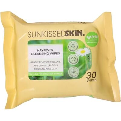Sunkissed Skin Hayfever Cleansing Wipes with Aloe Vera, for Eyes, Face and Hands, Vegan, 30 Wipes Sunkissed Skin Hayfever Cleansing Wipes with Aloe Vera, for Eyes, Face and Hands, Vegan, 30 Wipes