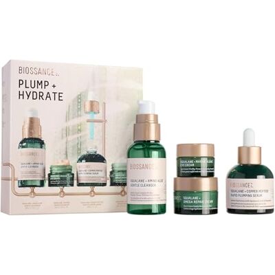 Biossance Plump and Hydrate Skincare Set Amino Aloe Gentle Foaming Cleanser, Marine Algae Eye Cream, Copper Peptide Rapid Plumping Serum & Omega Moisturizer For Face Lock In Hydration For Your Skin Biossance Plump and Hydrate Skincare Set Amino Aloe Gentle Foaming Cleanser, Marine Algae Eye Cream, Copper Peptide Rapid Plumping Serum & Omega Moisturizer For Face Lock In Hydration For Your Skin