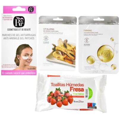 Distrofarma Rose & Rose Kit Strawberry Wet Wipes + Collagen Mask + Red Ginseng Mask + Eye Gel Patches Facial Care & Cleansing Fresh, Hydrated & Radiant Appearance Distrofarma Rose & Rose Kit Strawberry Wet Wipes + Collagen Mask + Red Ginseng Mask + Eye Gel Patches Facial Care & Cleansing Fresh, Hydrated & Radiant Appearance