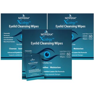 NOVEHA 180 Pieces Allergy Relief Wipes Pre-moistened, Hypoallergenic Eye Cleaning Pads, Reduce Itching, Redness and Discomfort from Allergies, Clean, Soothe and Remove Dirt NOVEHA 180 Pieces Allergy Relief Wipes Pre-moistened, Hypoallergenic Eye Cleaning Pads, Reduce Itching, Redness and Discomfort from Allergies, Clean, Soothe and Remove Dirt