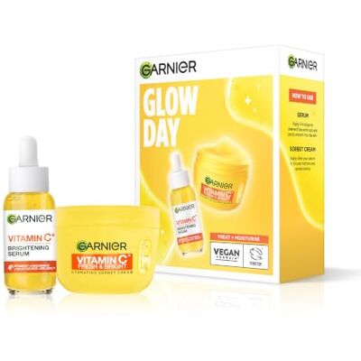 Garnier Vitamin C Skincare Gift Set for Women, Daily Brightening Set 4% Vitamin C Serum 30ml & Sorbet Cream 85ml Brightening Routine for Dark Spots & Hydration with Niacinamide Garnier Vitamin C Skincare Gift Set for Women, Daily Brightening Set 4% Vitamin C Serum 30ml & Sorbet Cream 85ml Brightening Routine for Dark Spots & Hydration with Niacinamide
