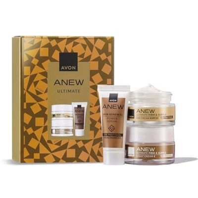 Avon Anew Ultimate Mini Gift Set, Night Restoring Cream, Day Firming Cream SPF25 & Skin Renewal Power Serum, Dual Collagen Boost & SPF Protection, Firmer Plumper Skin Care Avon Anew Ultimate Mini Gift Set, Night Restoring Cream, Day Firming Cream SPF25 & Skin Renewal Power Serum, Dual Collagen Boost & SPF Protection, Firmer Plumper Skin Care