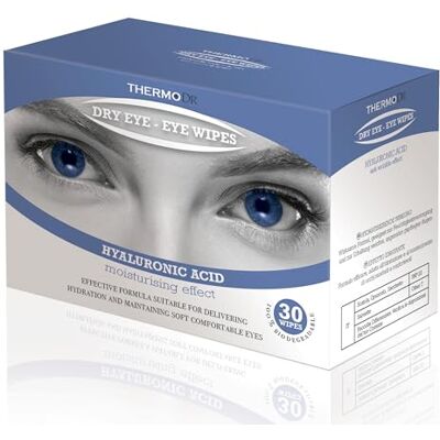 ThermoDR Eye Wipes for Dry Eyes Moisturising Hyaluronic Acid Eyelid Wipes for Hydration & Comfort with Anti Wrinkle Effect Tearless & Fragrance-Free Eyelid Cleaning Pads by 30 Pcs ThermoDR Eye Wipes for Dry Eyes Moisturising Hyaluronic Acid Eyelid Wipes for Hydration & Comfort with Anti Wrinkle Effect Tearless & Fragrance-Free Eyelid Cleaning Pads by 30 Pcs