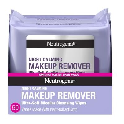 Neutrogena Makeup Remover Night Calming Cleansing Towelettes, Disposable Nighttime Face Wipes to Remove Dirt, Oil & Makeup, 25 ct, Twin Pack Neutrogena Makeup Remover Night Calming Cleansing Towelettes, Disposable Nighttime Face Wipes to Remove Dirt, Oil & Makeup, 25 ct, Twin Pack