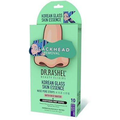 DR.RASHEL Korean Nose Pore Strips With 1% ceramides and Rice Water Deep Cleansing Pore Tightening Blackhead Removal 5 Strips + 5 Wipes DR.RASHEL Korean Nose Pore Strips With 1% ceramides and Rice Water Deep Cleansing Pore Tightening Blackhead Removal 5 Strips + 5 Wipes