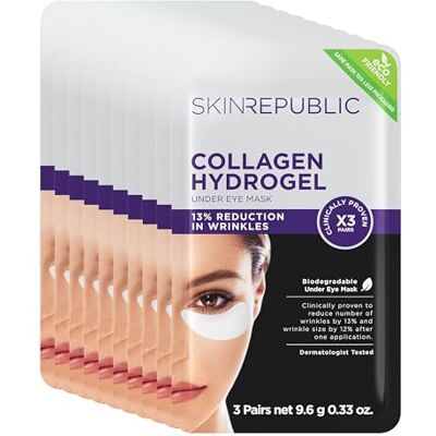 Skin Republic Collagen Eye Patches Pack of 10 Reduces Dark Circles & Undereye Bags Helps with Fine Lines & Wrinkles for Younger-Looking Eyes Skin Republic Collagen Eye Patches Pack of 10 Reduces Dark Circles & Undereye Bags Helps with Fine Lines & Wrinkles for Younger-Looking Eyes