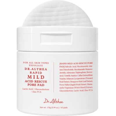 Dr.Althea Rapid Mild Acid Rescue Pore Pad (65pcs), Korean Vegan Skin Care Facial Cotton Pads with 0.5% Salicylic Acid, Triple-Acid Exfoliation Care (AHA·BHA·PHA) Before Makeup for Sensitive Skin Dr.Althea Rapid Mild Acid Rescue Pore Pad (65pcs), Korean Vegan Skin Care Facial Cotton Pads with 0.5% Salicylic Acid, Triple-Acid Exfoliation Care (AHA·BHA·PHA) Before Makeup for Sensitive Skin