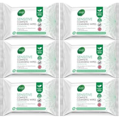 Europe Centre Sensitive Cleansing Wipes (25 Wipes), Plant-Based Makeup Remover Wipes, Face Wipes for Sensitive Skin, Gentle yet Effective Makeup Removal (Pack of 6) Europe Centre Sensitive Cleansing Wipes (25 Wipes), Plant-Based Makeup Remover Wipes, Face Wipes for Sensitive Skin, Gentle yet Effective Makeup Removal (Pack of 6)