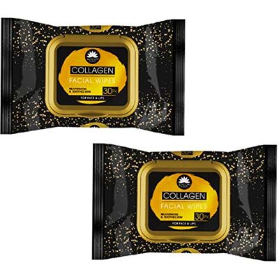 MAX SOLUTIONS 2 Pack Collagen Infused Face Wipes Sensitive Skin Clean Facial Daily Aloe Vera Extract Rejuvenate Soothe Moisturising Skin for Women & Men Makeup Remover 60 Wipes MAX SOLUTIONS 2 Pack Collagen Infused Face Wipes Sensitive Skin Clean Facial Daily Aloe Vera Extract Rejuvenate Soothe Moisturising Skin for Women & Men Makeup Remover 60 Wipes