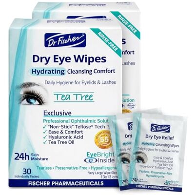 Dr. Fischer Sterile Eyelid Wipes Cleanse the Eye Area of Ocular Secretions. Moisture-enriched to Effectively Clean & Moisturize Your Eyes Dr. Fischer Sterile Eyelid Wipes Cleanse the Eye Area of Ocular Secretions. Moisture-enriched to Effectively Clean & Moisturize Your Eyes