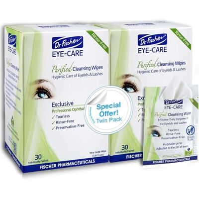 Dr. Fischer Sterile Eyelid Wipes Hayfever Allergy Relief. Blepharitis Treatment, Dry Eyes and Red Eyes Wipes. Moisture-enriched to Effectively Clean and Moisturize (60) Dr. Fischer Sterile Eyelid Wipes Hayfever Allergy Relief. Blepharitis Treatment, Dry Eyes and Red Eyes Wipes. Moisture-enriched to Effectively Clean and Moisturize (60)