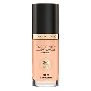 Max Factor Facefinity 3-in-1 All Day Flawless Liquid Foundation, SPF 20 - 45 Warm Almond, 30 ml