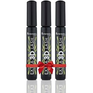 Rimmel Extra 3D Lash Volumising Mascara, Defines lengthen's and Curl Lashes, Zero Clumps, Black, Pack of 3 Rimmel Extra 3D Lash Volumising Mascara, Defines lengthen's and Curl Lashes, Zero Clumps, Black, Pack of 3