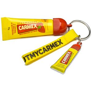 Carmex Limited Edition Keyring Set with Strawberry Lip Balm Tube Softens & Hydrates Lips Carmex Limited Edition Keyring Set with Strawberry Lip Balm Tube Softens & Hydrates Lips