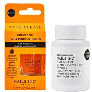 Nails Inc Nails.INC Nourish My Nails 2-Piece Nail Treatment Set – Vitamin C Cuticle Oil & Collagen Nail Polish Remover Pot, Hydrating & Strengthening Nail Care Duo, Vegan & Cruelty-Free Manicure Essentials Nails Inc Nails.INC Nourish My Nails 2-Piece Nail Treatment Set – Vitamin C Cuticle Oil & Collagen Nail Polish Remover Pot, Hydrating & Strengthening Nail Care Duo, Vegan & Cruelty-Free Manicure Essentials