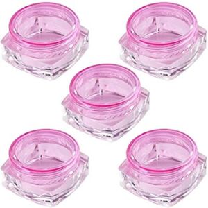 ATST 4ml Coloured Square Based Cosmetic or Lip Balm Pots - 5 Pack (Light Pink)