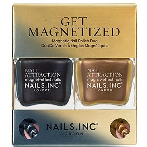 Nails Inc Nail Attraction Get Magnetized Nail Polish Duo, Cat Eyes For Nail Art, Glitter, Black & Gold Shimmer Shades, Long Lasting, Quick Drying, Vegan, 2 Piece Set Nails Inc Nail Attraction Get Magnetized Nail Polish Duo, Cat Eyes For Nail Art, Glitter, Black & Gold Shimmer Shades, Long Lasting, Quick Drying, Vegan, 2 Piece Set
