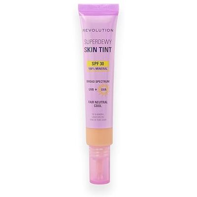 Revolution Skincare London Revolution Superdewy SPF30 Skin Tint, Suitable for Sensitive & Acne-Prone Skin, Lightweight Buildable Formula, Vegan & Cruelty-Free, Fair Neutral Cool, 28ml Revolution Skincare London Revolution Superdewy SPF30 Skin Tint, Suitable for Sensitive & Acne-Prone Skin, Lightweight Buildable Formula, Vegan & Cruelty-Free, Fair Neutral Cool, 28ml