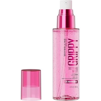 Maybelline Grippy Setting Mist Setting Spray, Up To 24 Hour Makeup wear, Fixing Spray, dewy and plumped skin look, up to 24 hour hydration, 2% Niacinamide Maybelline Grippy Setting Mist Setting Spray, Up To 24 Hour Makeup wear, Fixing Spray, dewy and plumped skin look, up to 24 hour hydration, 2% Niacinamide