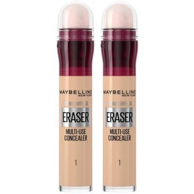 Maybelline DOUBLE Concealer Instant Anti Age Eraser Eye Concealer, Dark Circles And Blemish Concealer, Ultra Blendable Formula 01 Light Maybelline DOUBLE Concealer Instant Anti Age Eraser Eye Concealer, Dark Circles And Blemish Concealer, Ultra Blendable Formula 01 Light