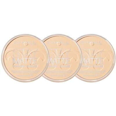 Rimmel LONDON Stay Matte Pressed Powder Lightweight, Oil Absorbing, Smooth Non-Powdery Texture, Lasting Up To 5hrs For All Skin Types Dermatologically Tested Transparent 3 pack bundle Rimmel LONDON Stay Matte Pressed Powder Lightweight, Oil Absorbing, Smooth Non-Powdery Texture, Lasting Up To 5hrs For All Skin Types Dermatologically Tested Transparent 3 pack bundle
