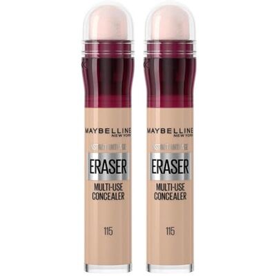Maybelline DUO Concealer Instant Anti Age Eraser Eye Concealer, Dark Circles And Blemish Concealer, Ultra Blendable Formula 115 Warm Light Maybelline DUO Concealer Instant Anti Age Eraser Eye Concealer, Dark Circles And Blemish Concealer, Ultra Blendable Formula 115 Warm Light