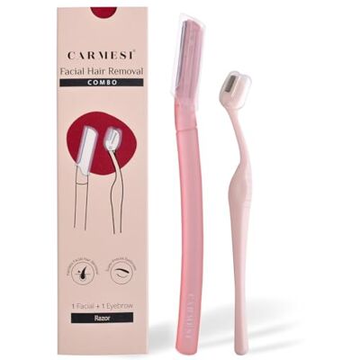 Carmesi Women's Facial Hair Removal Combo Pack of 1 Facial Razor & 1 Eyebrow Razor Instant & Painless Hair Removal Eyebrows, Upper Lip, Peach Fuzz, Sideburn, Forehead Carmesi Women's Facial Hair Removal Combo Pack of 1 Facial Razor & 1 Eyebrow Razor Instant & Painless Hair Removal Eyebrows, Upper Lip, Peach Fuzz, Sideburn, Forehead