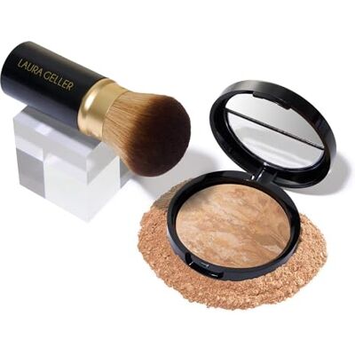 LAURA GELLER NEW YORK Get Glowing Kit (2pc): Baked Balance-n-Glow Illuminating Powder Foundation, Light + Airbrush Kabuki Makeup Brush LAURA GELLER NEW YORK Get Glowing Kit (2pc): Baked Balance-n-Glow Illuminating Powder Foundation, Light + Airbrush Kabuki Makeup Brush