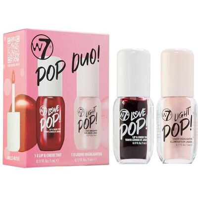 W7 Pop Duo Makeup Set Lip and Cheek Tint and Liquid Highlighter W7 Pop Duo Makeup Set Lip and Cheek Tint and Liquid Highlighter