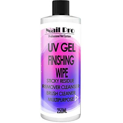 Afrocosmetics4u UV Nail Gel Finishing Wipe, Sticky Residue Remover, Cleanser, Brush Cleaner Solution, 250ML Afrocosmetics4u UV Nail Gel Finishing Wipe, Sticky Residue Remover, Cleanser, Brush Cleaner Solution, 250ML