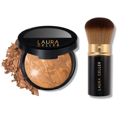 Laura Geller Beauty LAURA GELLER NEW YORK Get Glowing Kit (2pc): Baked Balance-n-Glow Illuminating Powder Foundation, Sand + Airbrush Kabuki Makeup Brush Laura Geller Beauty LAURA GELLER NEW YORK Get Glowing Kit (2pc): Baked Balance-n-Glow Illuminating Powder Foundation, Sand + Airbrush Kabuki Makeup Brush